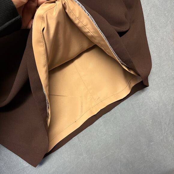Vintage Handmade Nylon Lined Skirt A Line Chocolate Brown Office Vixen 80s Work - Picture 4 of 8